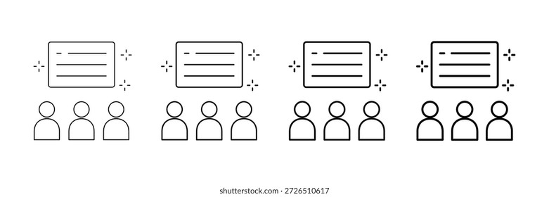 Conjunto de Vectores de actividad de clase en diferentes estilos de línea de trazo