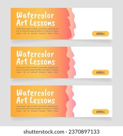 Clase para estudiantes de arte plantilla de diseño de banners web. Volante vectorial con espacio de texto. Cartel publicitario con espacio de copia personalizado. Afiche imprimible para publicidad. Pincel de advertencia, fuentes calibri utilizadas