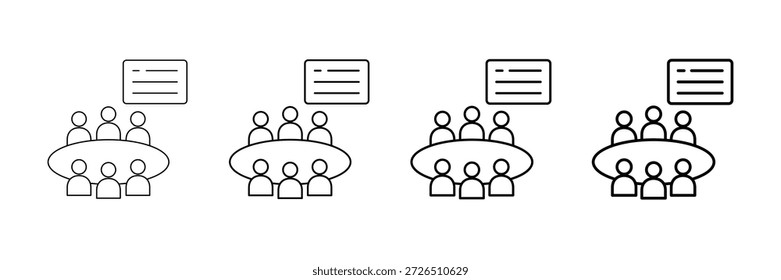 Vector De Iconos De Discusión De Clase Establecido En Diferentes Estilos De Línea De Trazo