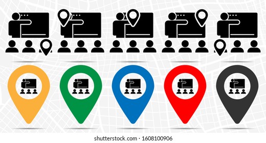 Class, education icon in location set. Simple glyph, flat illustration element of business theme icons