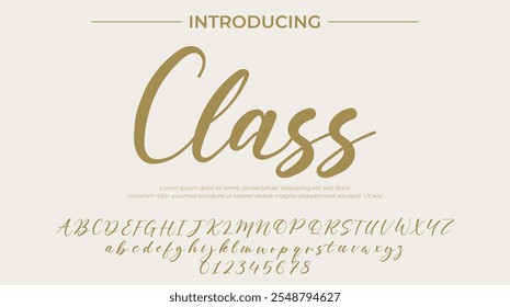 Fonte da classe Pincel elegante pintado com letras maiúsculas vetoriais, alfabeto, fonte