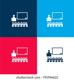 Class four color material and minimal icon logo set in red and blue