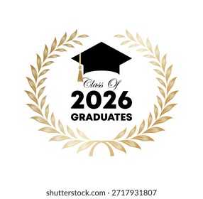 Classe de graduação 2026. Para o logotipo da turma de graduação de 2026 ou para saudações de pós-graduação. EPS vetorial