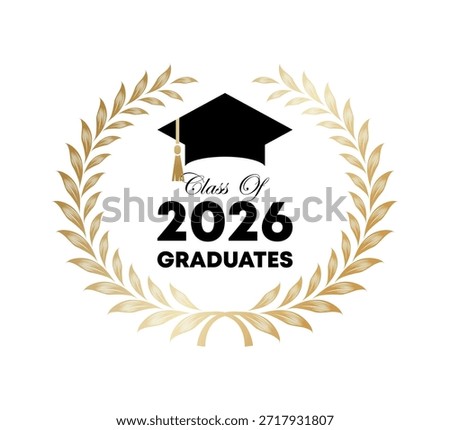 Class of Graduation 2026. For the logo of the graduating class of 2026 or for graduate greetings. Vector EPS