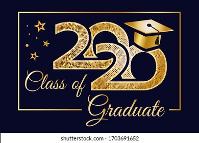 Class graduation banner 2020. Complimentary ticket. Congratulations to graduates, award concept.
