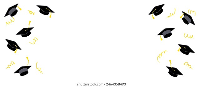 Class of graduation banner template with empty copy space. Congratulations graduates celebration design for college, high school, university. Hand drawn vector illustration.



