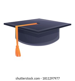 Class graduation hat icon. Cartoon of class graduation hat vector icon for web design isolated on white background
