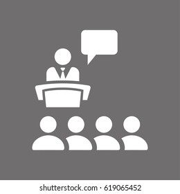Class group of individuals drawn, lecturer icon