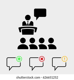 Class group of individuals drawn, lecturer icon