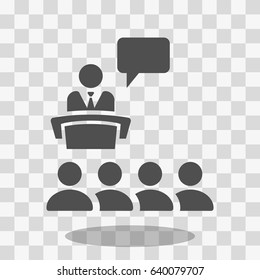 Class group of individuals drawn, lecturer icon
