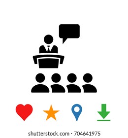 Class group of individuals drawn, lecturer icon