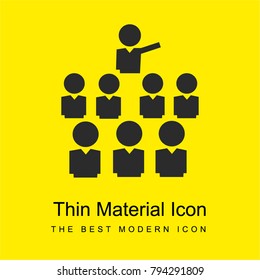 Class group of students and professor in front bright yellow material minimal icon or logo design