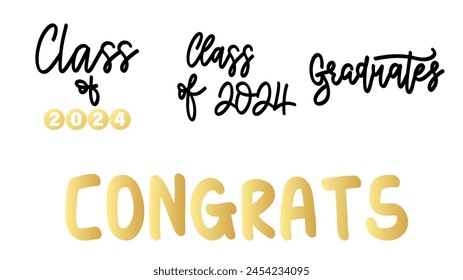 Class of  hand writing in graduation, Congratulations Graduates Class 2023. Template for graduation design ,Vector illustration EPS 10