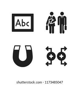 class icon. 4 class vector icons set. teachers, blackboard and magnet icons for web and design about class theme