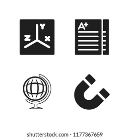 class icon. 4 class vector icons set. school globe, exam and equation icons for web and design about class theme