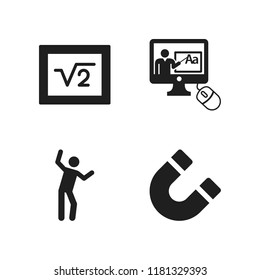 class icon. 4 class vector icons set. magnet, online class and blackboard icons for web and design about class theme