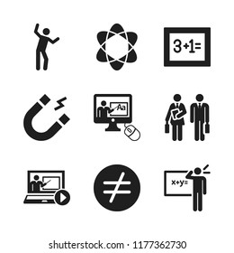 class icon. 9 class vector icons set. dancing, maths and online class icons for web and design about class theme