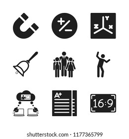 class icon. 9 class vector icons set. school network, maths and exam icons for web and design about class theme