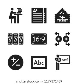 class icon. 9 class vector icons set. magnet, exam and maths icons for web and design about class theme