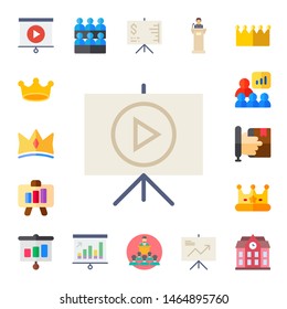 class icon set. 17 flat class icons.  Simple modern icons about  - presentation, crown, learning, classroom, lecture, university