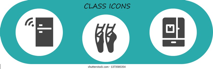 class icon set. 3 filled class icons.  Collection Of - Fridge, Ballet
