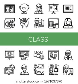 class icon set. Collection of History, Learning, Professor, Teacher, Presentation, Blackboard, Online learning, Student, Prom night icons