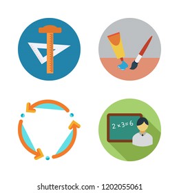 Class Icon Set. Vector Set About Teacher, Spin, School Material And Painting Icons Set.