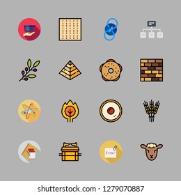 Class Icon Set. Vector Set About Hierarchical Structure, School Material, Spin And Hebrew Icons Set.