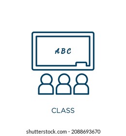 class icon. Thin linear class outline icon isolated on white background. Line vector class sign, symbol for web and mobile