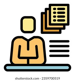 Class learn icon outline vector. Training course. Online people color flat