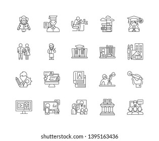 Class line icons, signs, vector set, outline illustration concept 