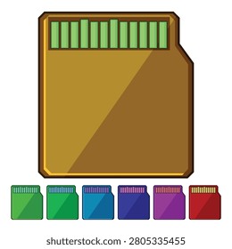 class minisd card cartoon. gigabyte terabyte, read write, transfer secure class minisd card sign colorful illustration