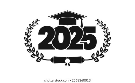 Class off 2025 logo with laurel. 2025 class graduation - Graduate School