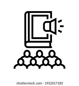 class reading education book line icon vector. class reading education book sign. isolated contour symbol black illustration