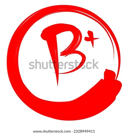 Class results. Hand drawn vector sets values with minus and plus in a circle frame. Red notes: A B C D F plus, minus 