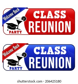 Class reunion banners on white background, vector illustration