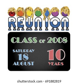 Class Reunion Logo Isolated Rainbow Color On White Background, A Vector Illustration.
