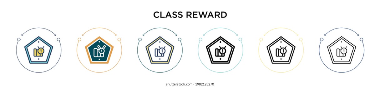 Class reward icon in filled, thin line, outline and stroke style. Vector illustration of two colored and black class reward vector icons designs can be used for mobile, ui, web