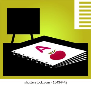 class room with blackboard	