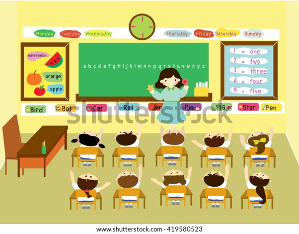 Class Room Cartoon Stock Vector (Royalty Free) 419580523