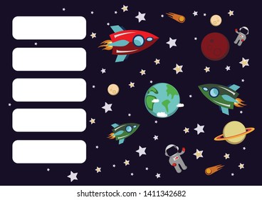 class schedule for children, children's learning, space world