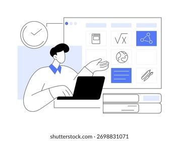 Class schedule isolated cartoon vector illustrations. Chart with class schedule on the screen, teaching calendar, education software, data visualization, online training vector cartoon.