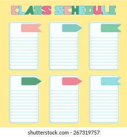 Class schedule template. Childish bright design.