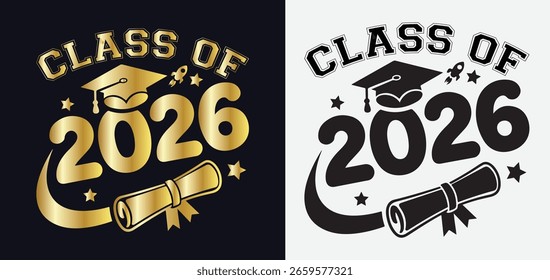 Class of Senior 2026 Design with Bold Typography and Graduation Theme Elements