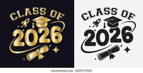 Seniorenklasse 2026 Design mit mutigen Typografie- und Graduierungsthemenelementen