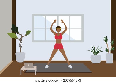 Class is in session. indoor group exercise online courses. small groups taking a exercise of online classes together.