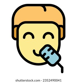 Class speech icon outline vector. Election public. Rhetoric oratory color flat