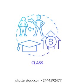 Class system blue gradient concept icon. Social stratification. Socioeconomic factors. Wealth inequality. Economic disparity. Round shape line illustration. Abstract idea. Graphic design