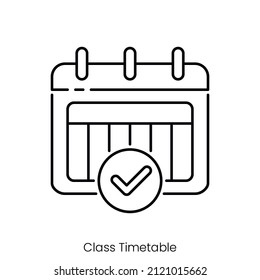 Class Timetable Icon. Outline Style Icon Design Isolated On White Background