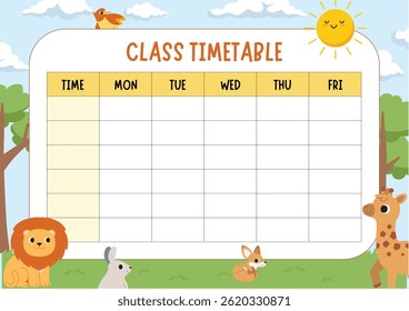 Class Timetable Schedule in Orange White Cute Style
